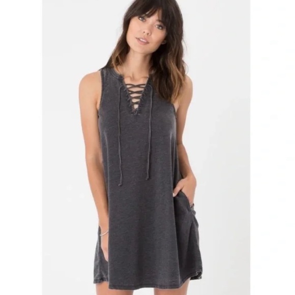 Z Supply All Tied Up Gray Swing Mini Dress Size Small - Picture 1 of 4